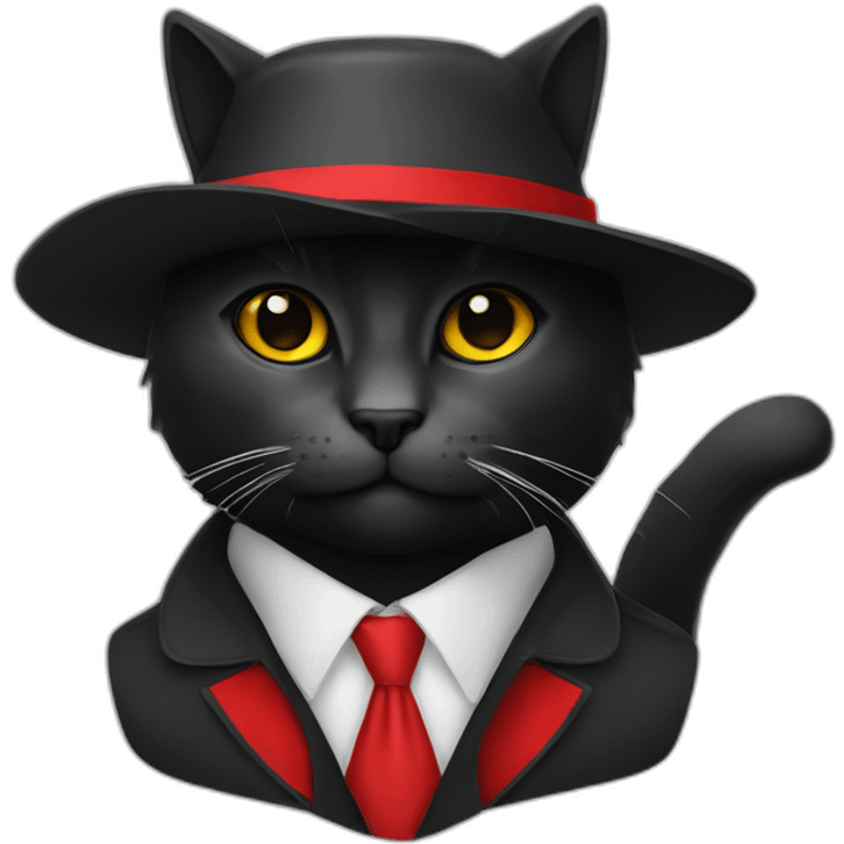 Chat avec ruban rouge, chat avec chapeau,chat noir emoji