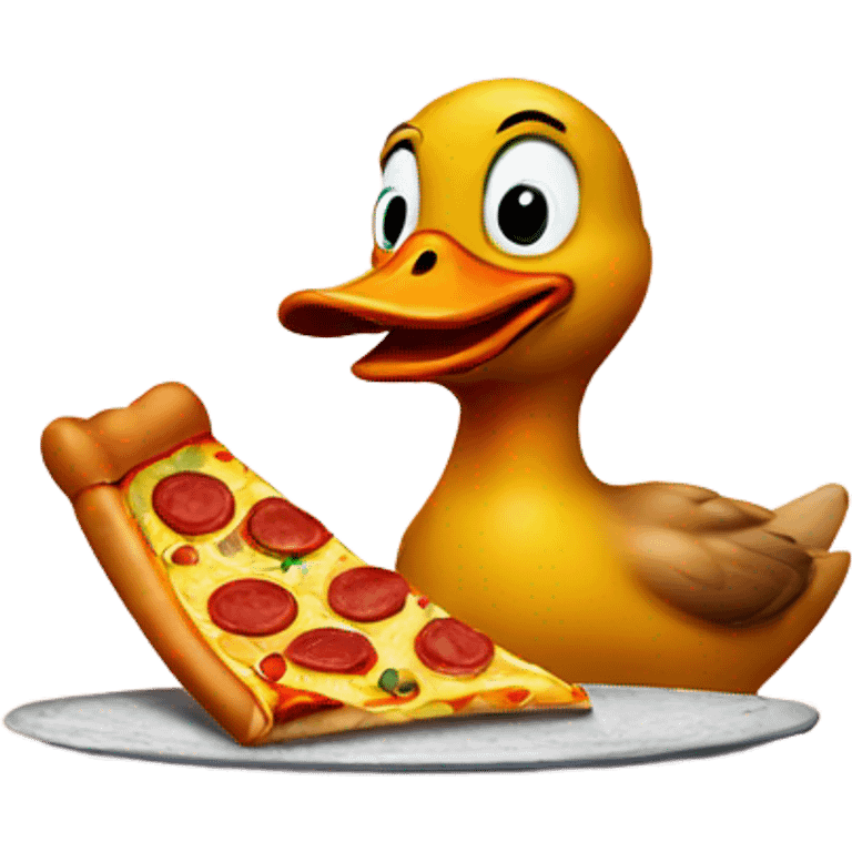 Duck eating pizza emoji