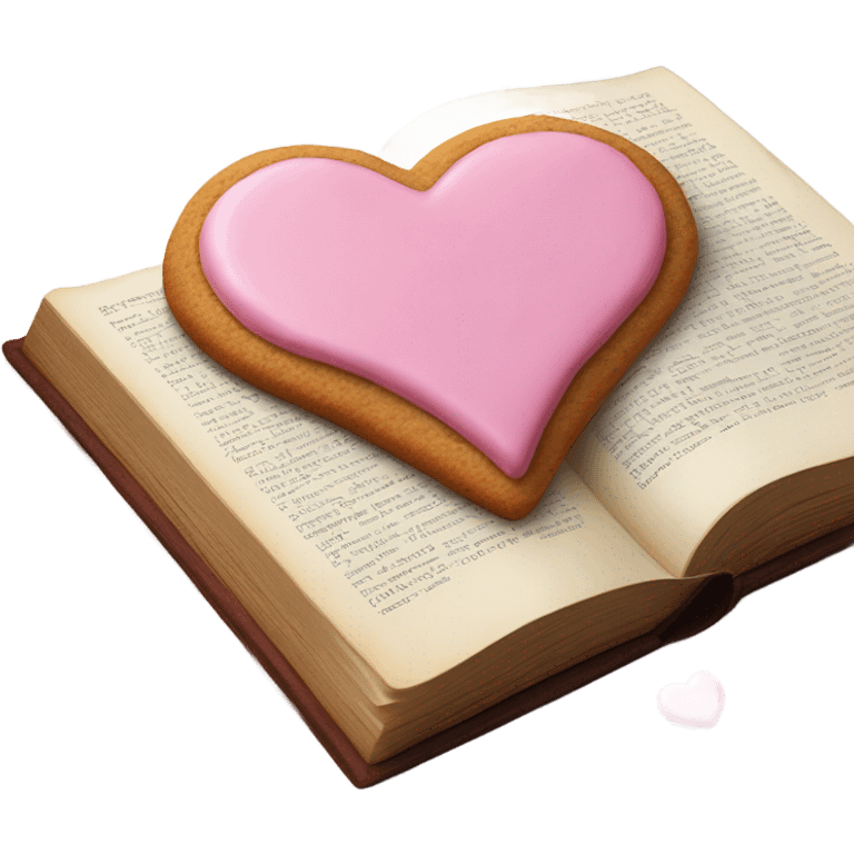 Cookie heart with book emoji