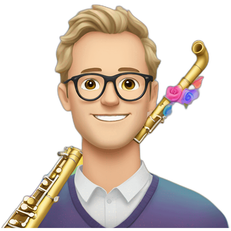 Jonathan Toews wearing glasses as a rainbow musical flute instrument in a symphony with pastel roses emoji