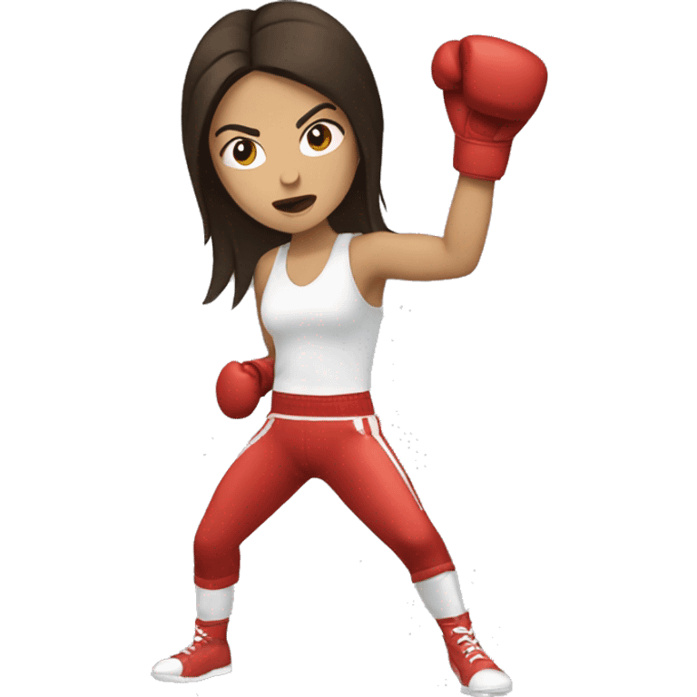 Brunette woman boxer throwing a punch emoji