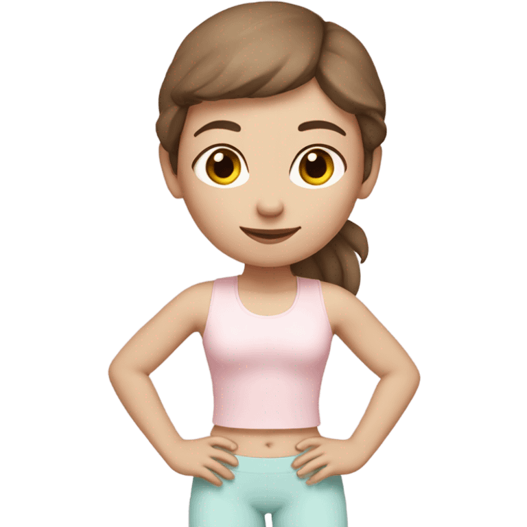 Brown hair pale skin yoga girl light pink clothes n emoji