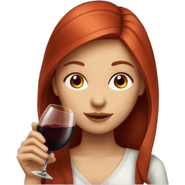 Portrait of a red-haired girl who drinks red wine emoji