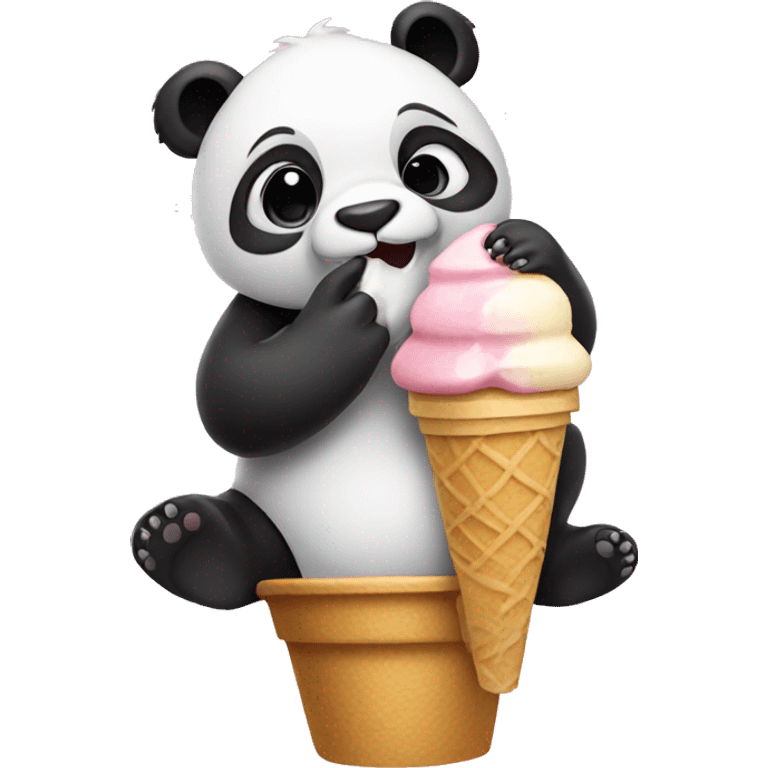 Panda eating ice cream emoji