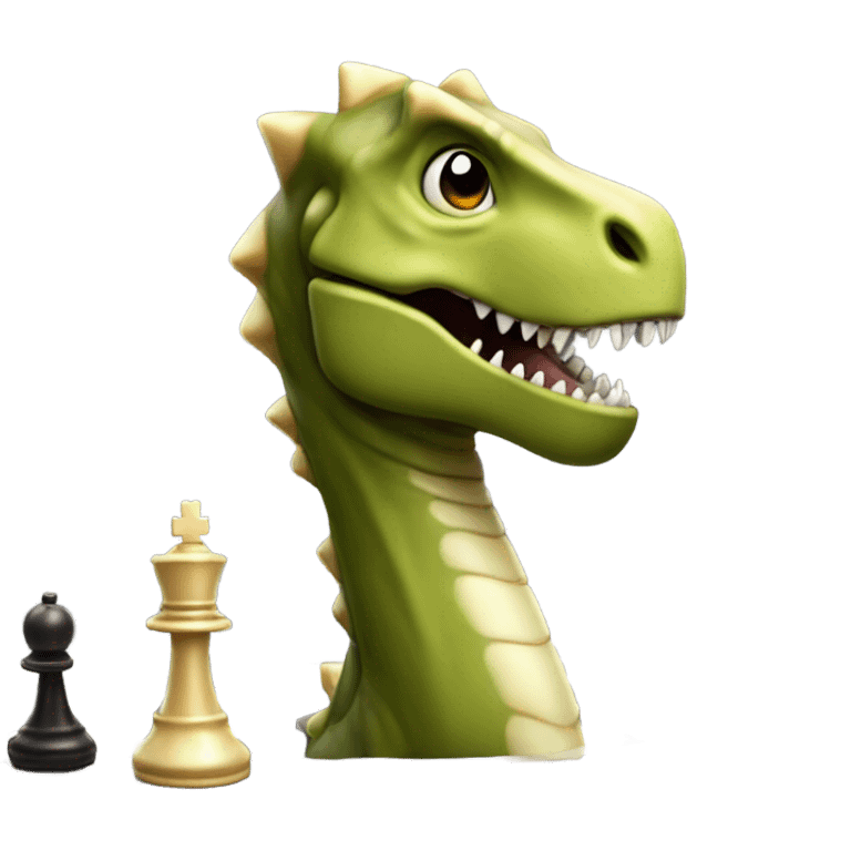 dinosaur holds a queen chess piece in its paw emoji