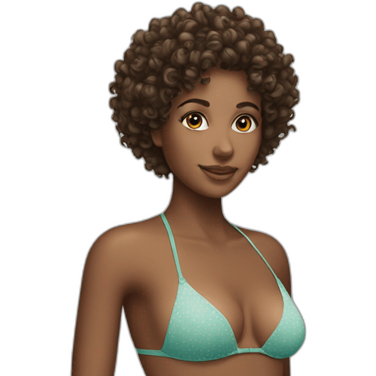 Curly hair women bikini emoji