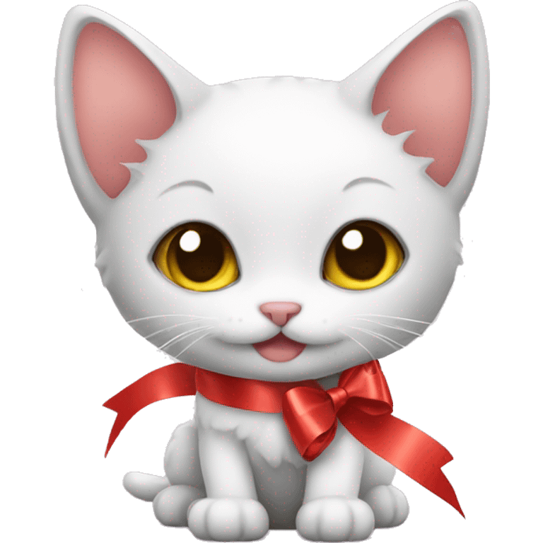 kitten with ribbon emoji