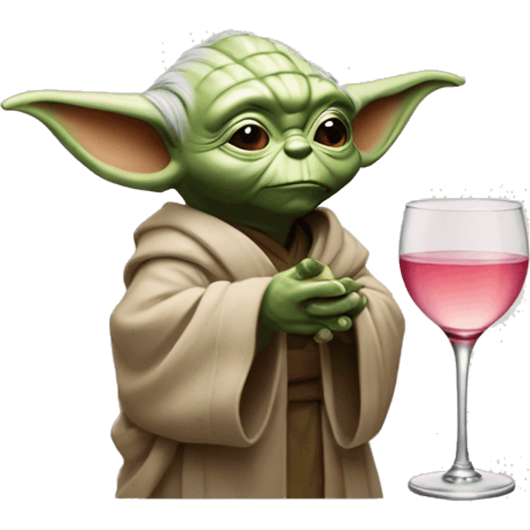 Yoda buvant un rosé emoji