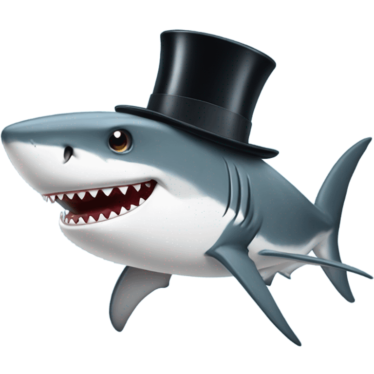 Shark with a top hat emoji