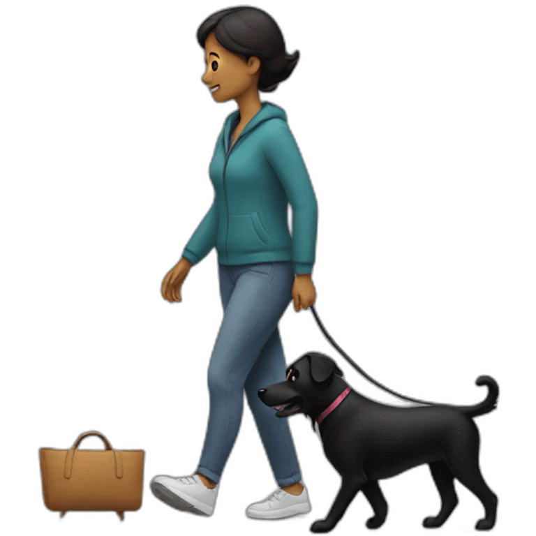 Woman walking a black dog emoji