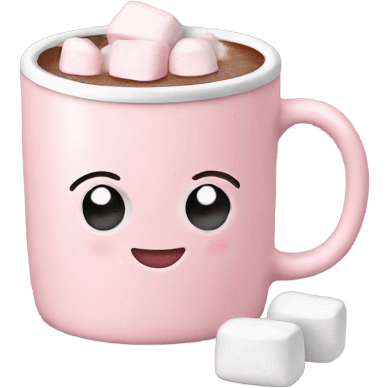 Light Pink mug of hot chocolate with marshmallows  emoji