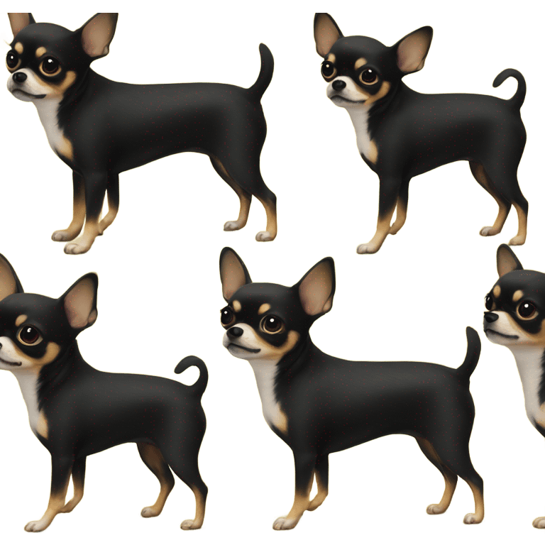 Two chihuahuas black and yellow walking emoji