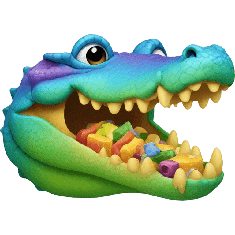 Rainbow crocodile eating  emoji