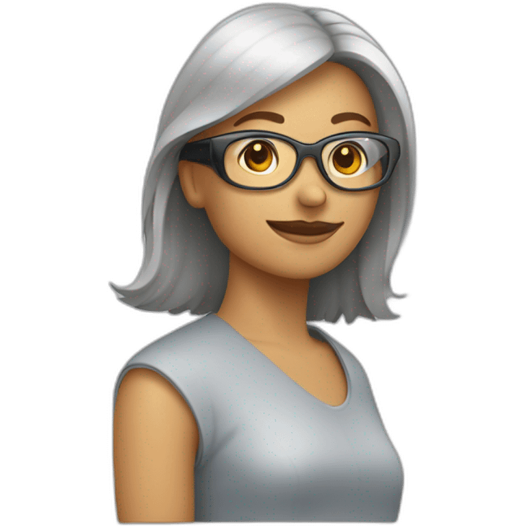 Femme coupe au carré, avec lunettes carré emoji