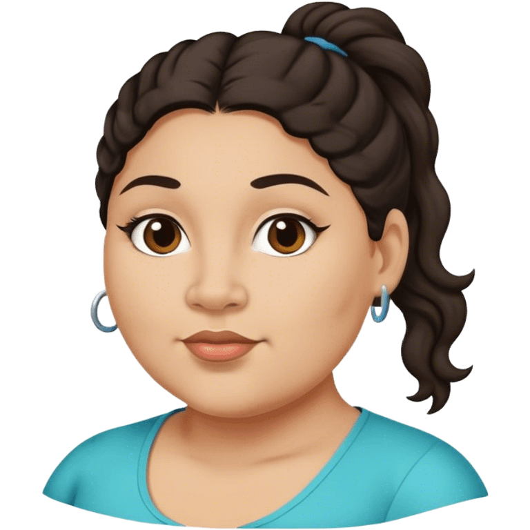  plus size light skin latino women with wavy dark hair in pony tail flat wide nose  emoji