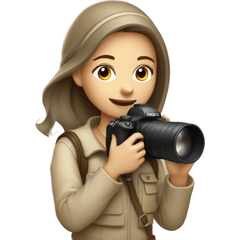 girl photographer with camera in beige colors emoji