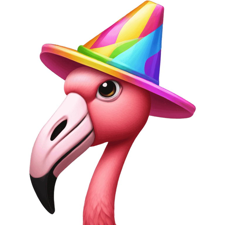 Flamingo with a party hat emoji