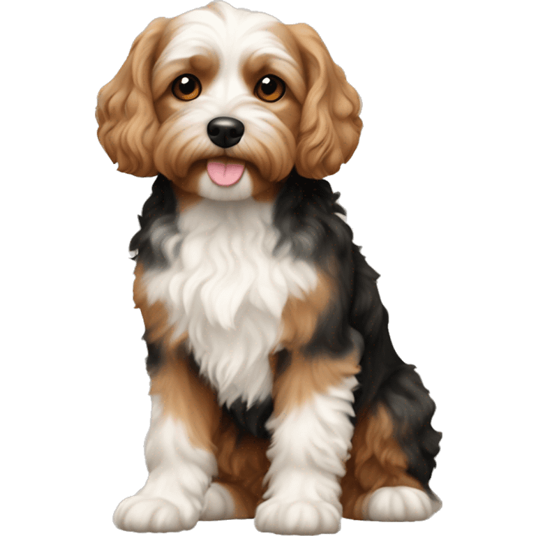 Cavapoo dog black tan and white emoji