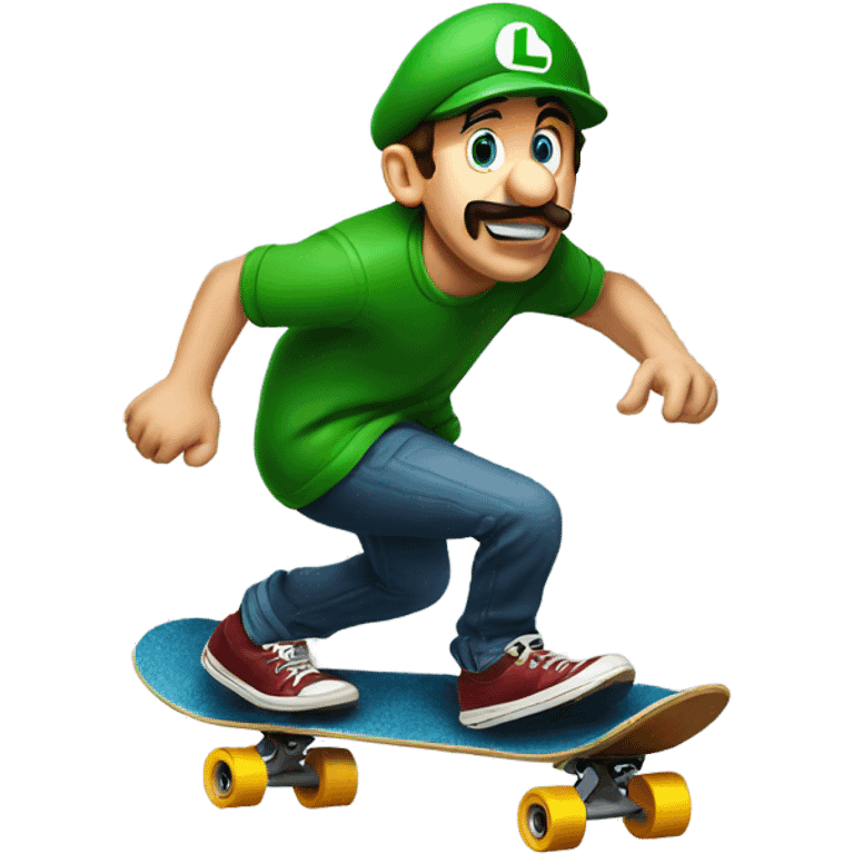 luigi mangione on a skateboard emoji