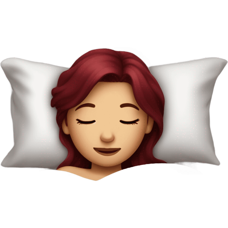 Burgundy haired girl sleeping in bed emoji