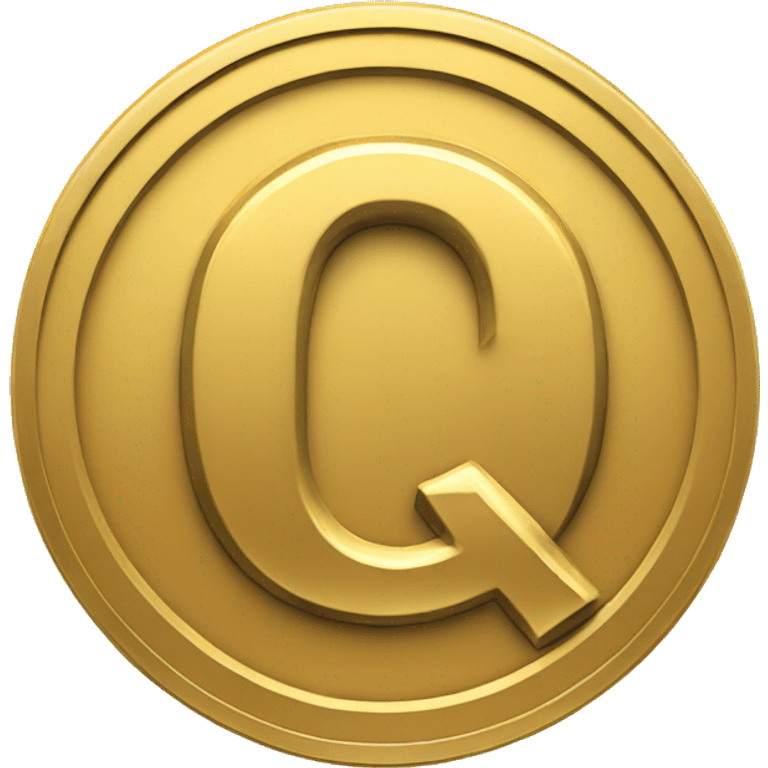 Gold coin depicting the letter Q emoji