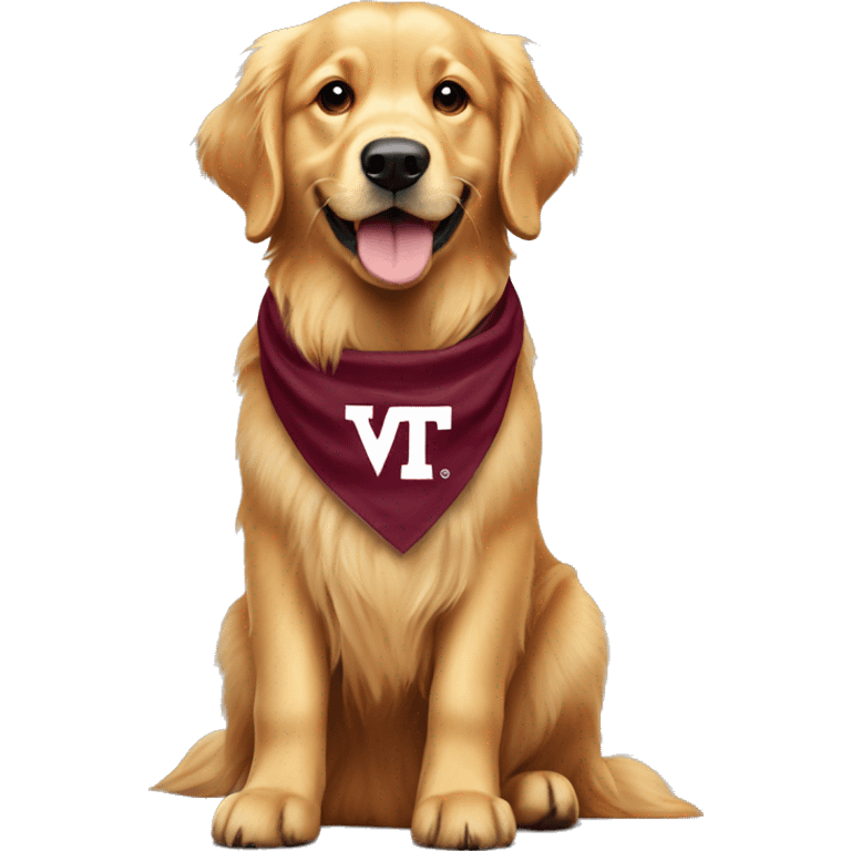 golden retriever with virginia tech bandana  emoji