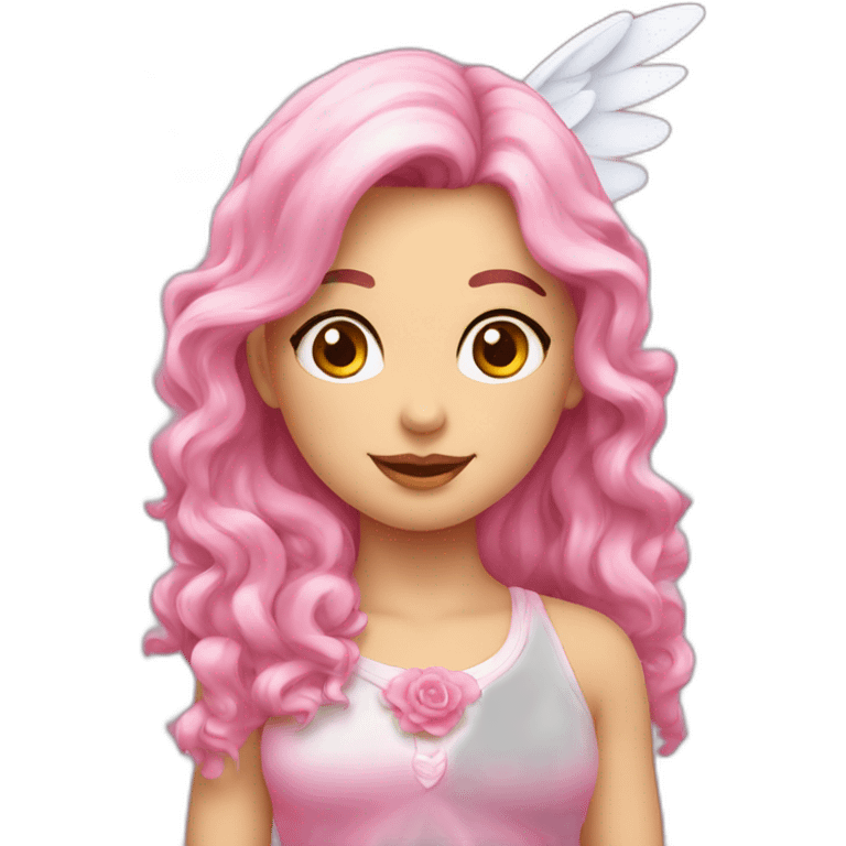 Coração rosa,asas de anjo, emoji