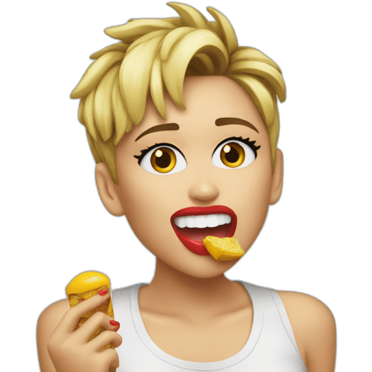 Miley Cyrus eating emoji