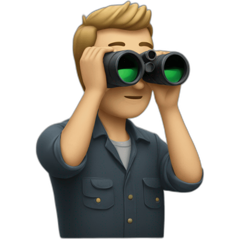 a man holding and looking through binoculars emoji