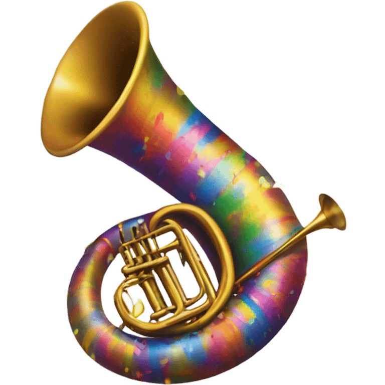 Horn blowing colorful confetti emoji