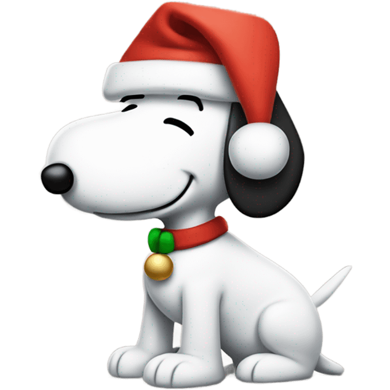 Snoopy wearing a Christmas hat emoji