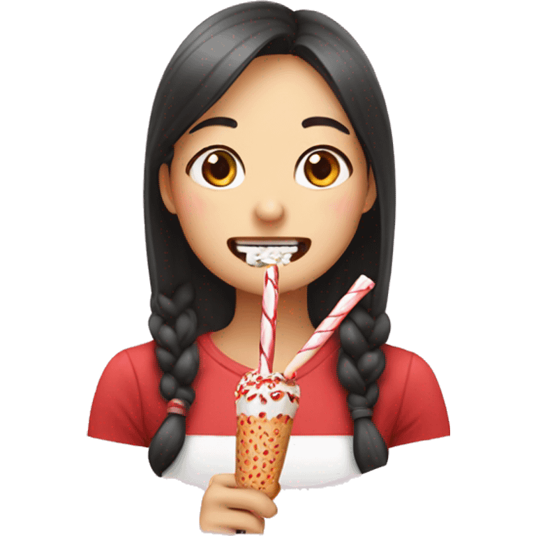 a girl who eats Pepero emoji