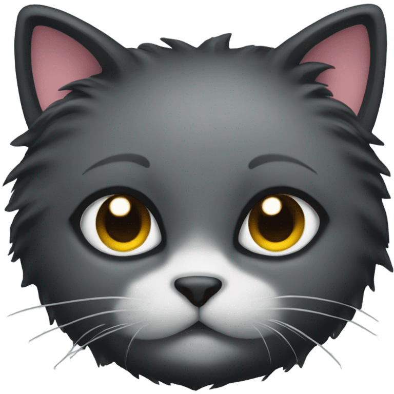 Fluffy black cat head emoji