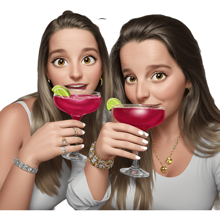 girls with cocktails and jewelry emoji