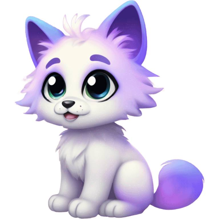 Adorable innocent cute gradient-Sparkle-nebula-fursona furry, full body emoji