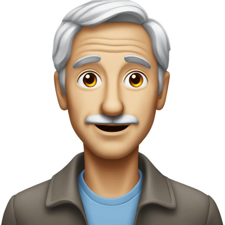 Attractive older man with grey hair and nose like Pinocchio  emoji