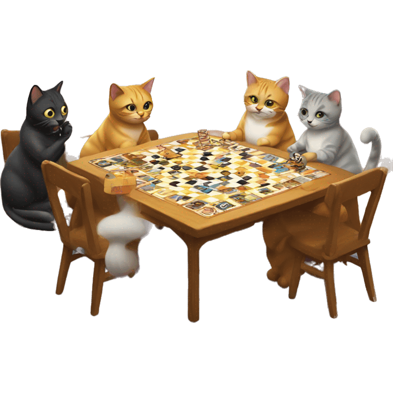 cats playing a board game at a birthday party emoji