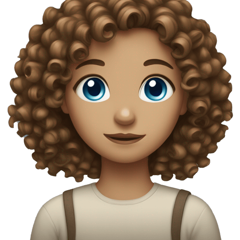 Girl with blue eyes and curly brown hair emoji