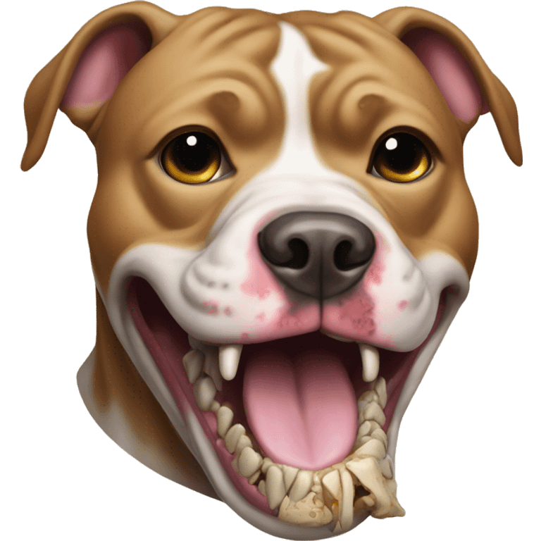 Pit bull dog with skull in his mouth emoji