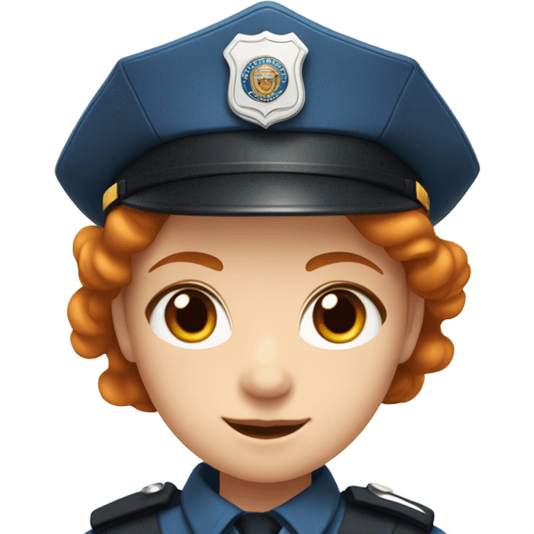 face of ginger girl police officer teen cute blue uniform  policia badge brown eyes emoji