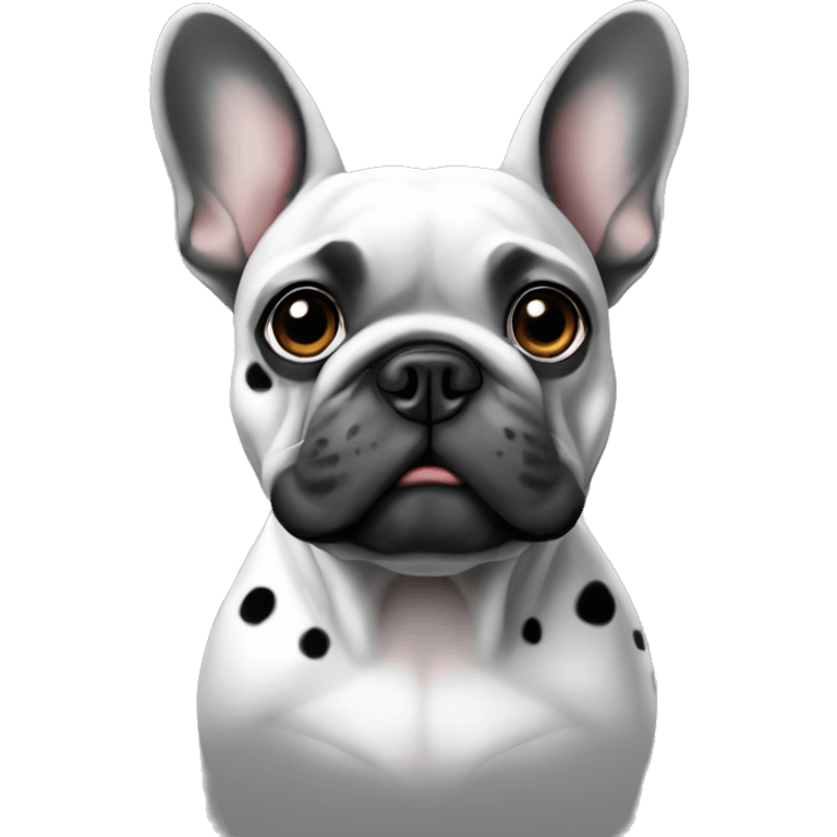 Grey French bulldog with black spots emoji