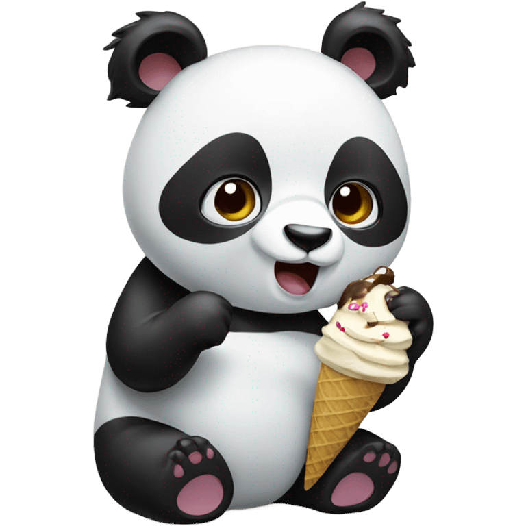 Panda eating ice cream emoji