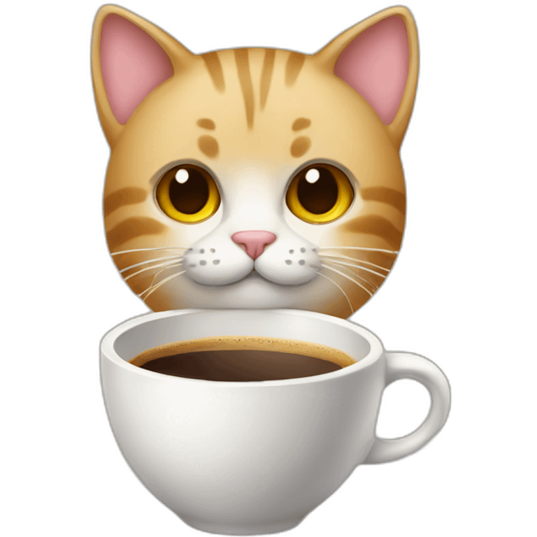 cat with big cup a coffee emoji