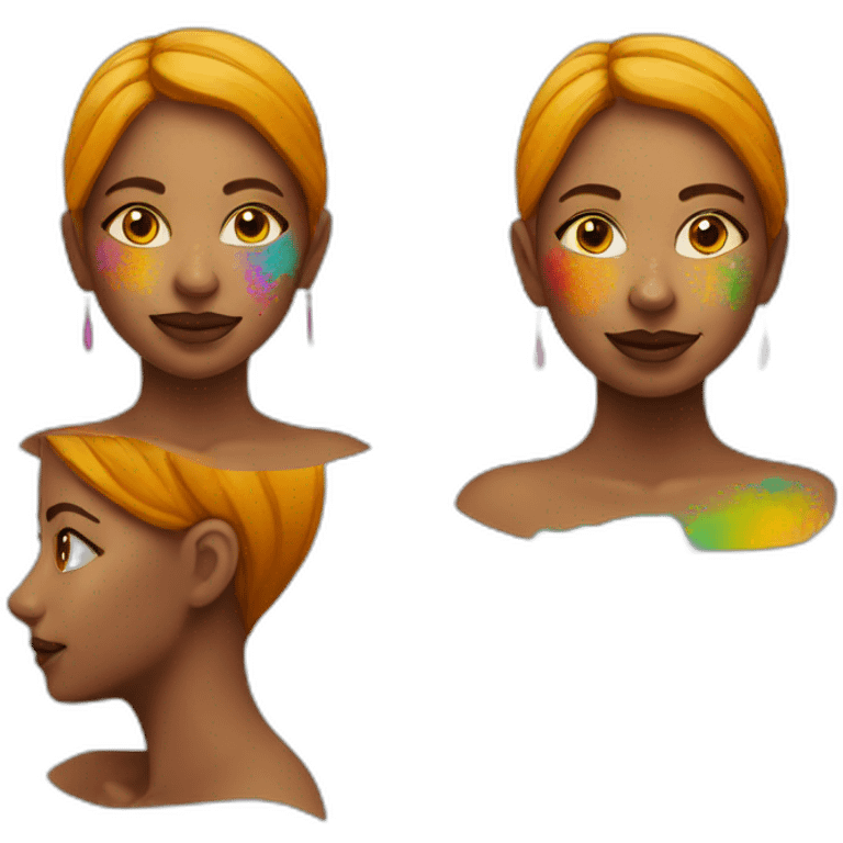 Woman coloured face by holi colours emoji