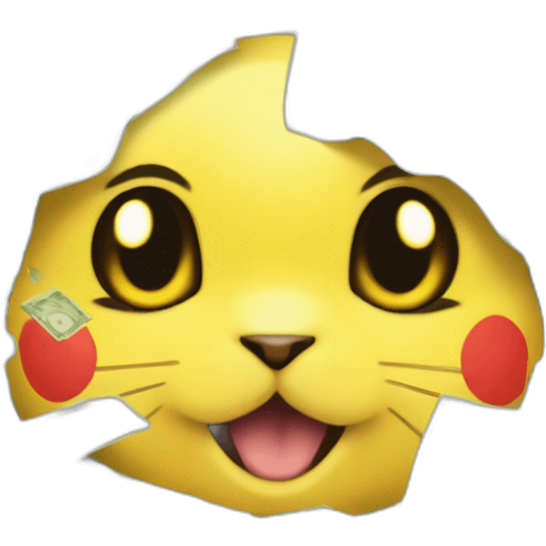 pikachu face with dollar signs instead of eyes counting money emoji