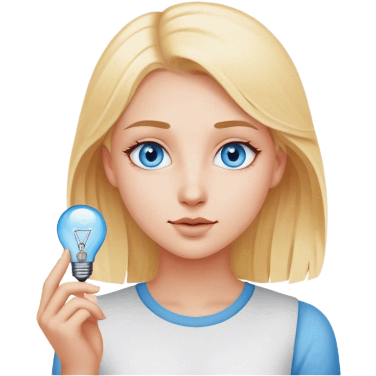 A blonde girl with blue eyes came up with an idea emoji