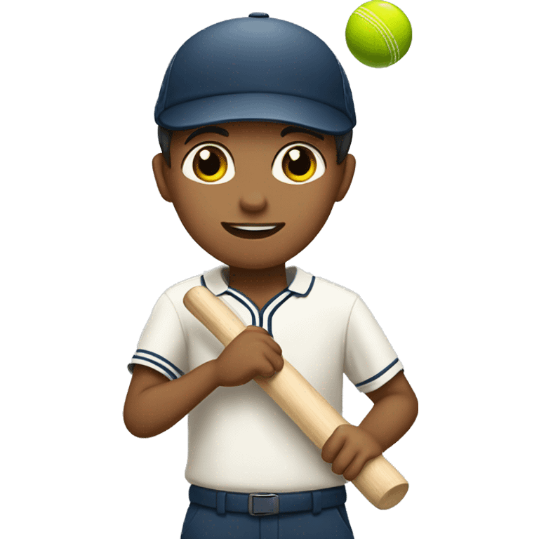 a boy playing cricket  emoji