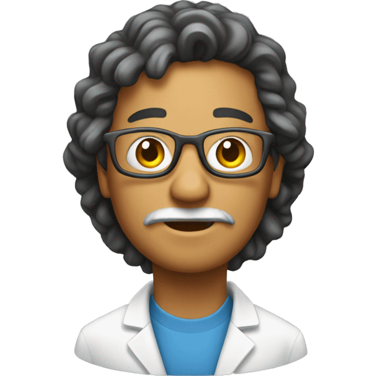 scientist that studies language in the style of apple emoji face emoji