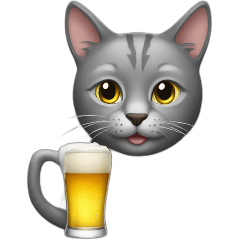 grey cat drinking beer emoji