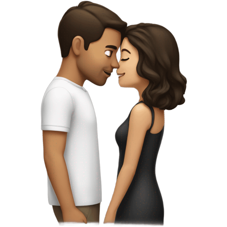 kiss-kiss brunette girl brunette man emoji